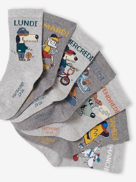 Pack de 7 pares de calcetines para toda la semana «mascotas» para niño gris jaspeado 