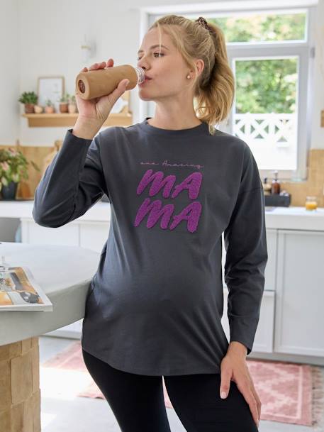 Camiseta con mensaje para embarazo gris oscuro 