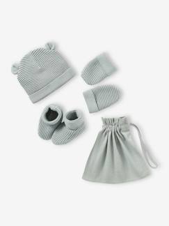 Conjunto de gorra, manoplas y patucos para recién nacido, con bolsa a juego