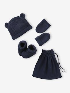 -Conjunto de gorra, manoplas y patucos para recién nacido, con bolsa a juego