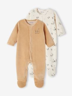 Pijamas y bodies bebé-Pack de 2 peleles de terciopelo con abertura de recién nacidos para bebé