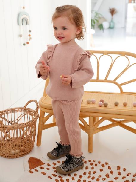 Bebé-Conjunto de punto tricot para bebé: jersey + leggings