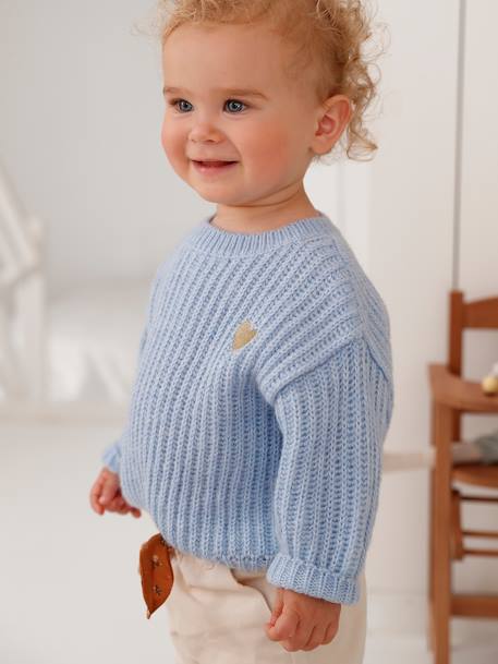 Bebé-Sudaderas, jerséis y chaquetas de punto-Jerséis-Jersey de punto con corazón dorado, para bebé