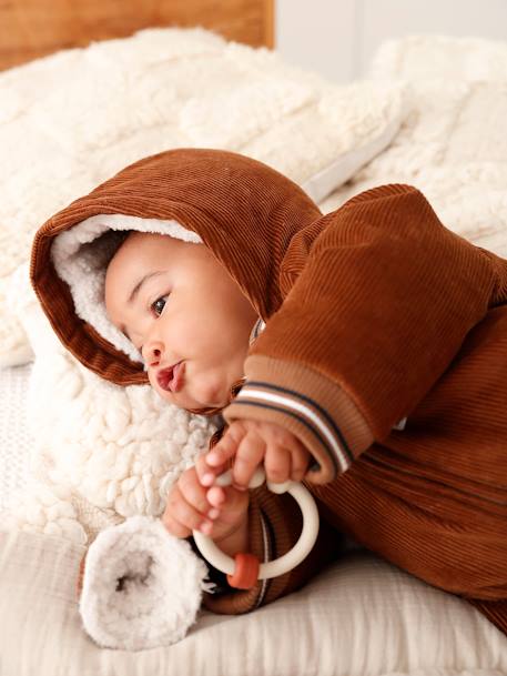 Mono de pana con pies y manoplas desmontables para bebé