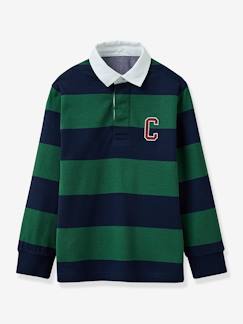 Niño-Jerséis, chaquetas de punto, sudaderas-Sudaderas-Polo estilo rugby a rayas de algodón orgánico para niño - Cyrillus