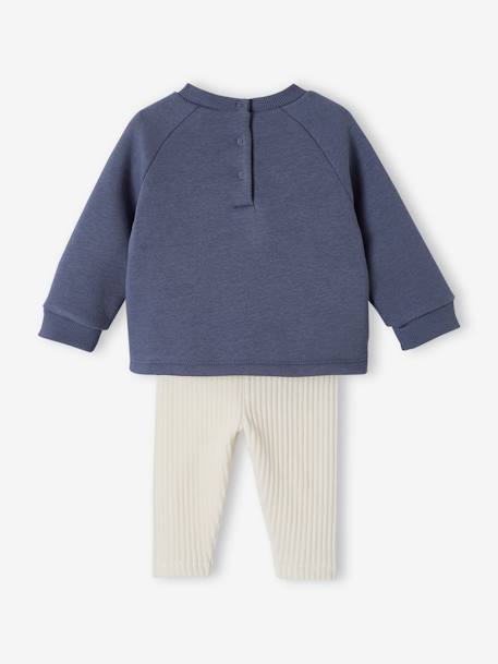 Conjunto Disney® para bebé niña: sudadera de felpa + pantalón de pana azul pizarra 