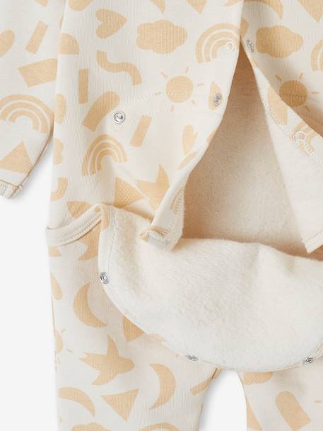 Pelele de felpa de algodón orgánico para bebé beige arena 
