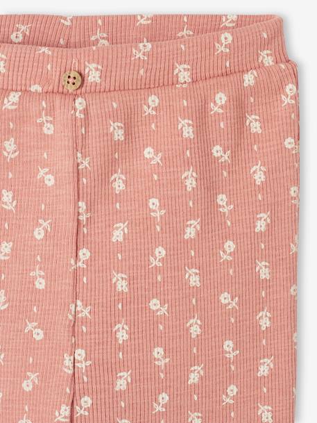 Leggings de punto de canalé con estampado para bebé beige+rosa palo 