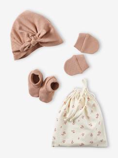 OEKO-TEX®-Conjunto para niña recién nacida: gorro + manoplas + zapatillas + bolsa de tela