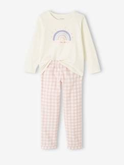 Niña-Pijamas-Pijama de punto jersey y franela «Arcoíris» para niña