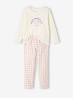 Pijama de punto jersey y franela «Arcoíris» para niña