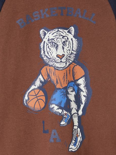 Camiseta deportiva con motivo de tigre jugador de baloncesto para niño chocolate 