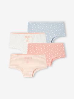 Pijamas y bodies bebé-Niña-Ropa interior-Pack de 4 shorties «fantasía» para niña - Basics