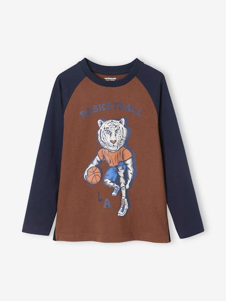 Camiseta deportiva con motivo de tigre jugador de baloncesto para niño chocolate 