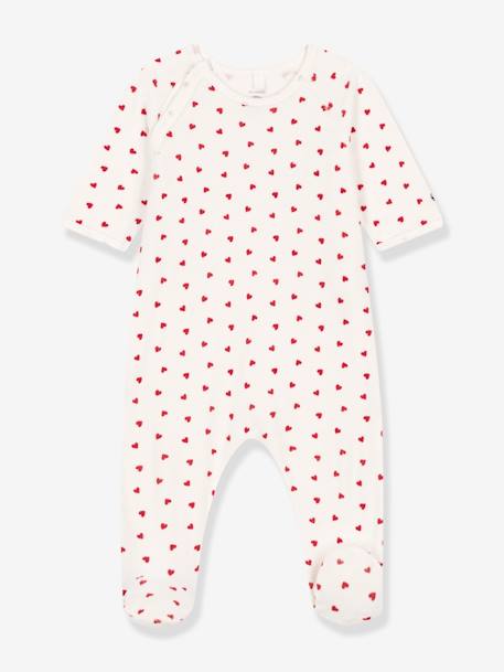 Pijama de terciopelo «Corazón» para bebé - PETIT BATEAU blanco estampado 