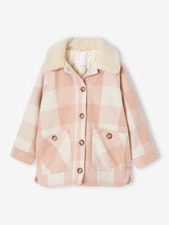 Niña-Abrigos y chaquetas-Abrigos y parkas-Abrigo estilo sobrecamisa de lana a cuadros para niña