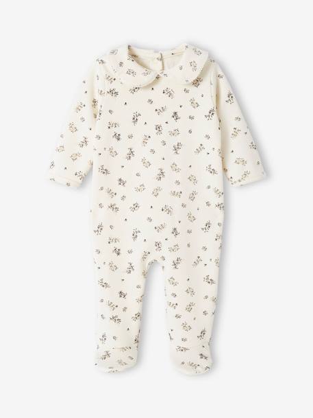 Pijamas y bodies bebé-Bebé-Pelele de felpa con estampado de flores para bebé