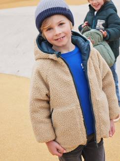 Niño-Chaqueta acolchada reversible con sherpa y capucha para niño