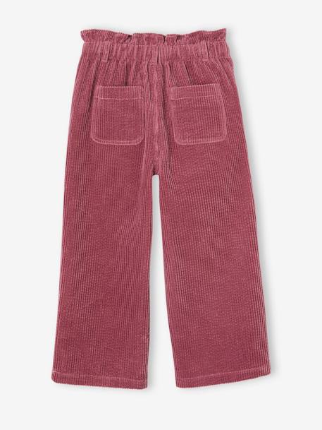 Pantalón ancho de pana estilo «paperbag» para niña malva 