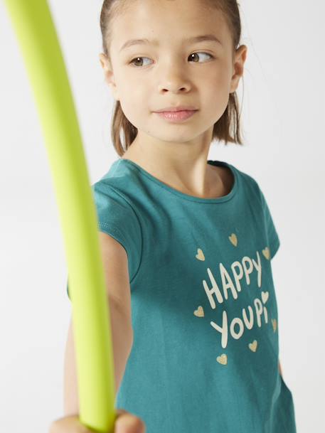 Camiseta con mensaje, para niña verde pino - Vertbaudet