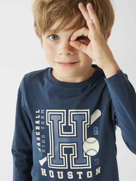 Camiseta de manga larga con estampado para niño - Basics azul marino+beige jaspeado+blanco+ocre 