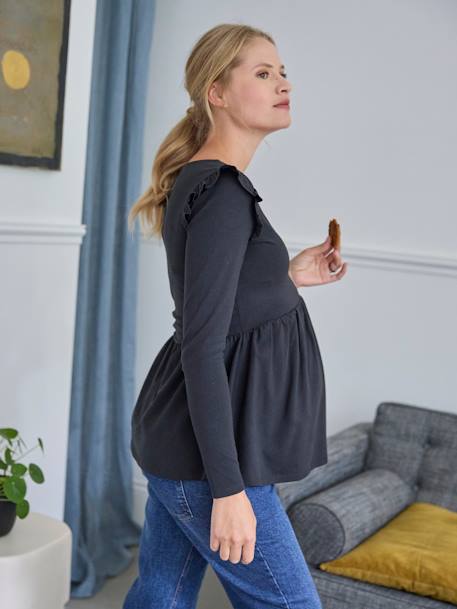 Camiseta estilo blusa para embarazo y lactancia negro 
