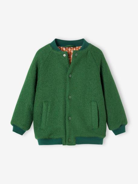 Abrigo estilo teddy de lana de rizo para niña verde inglés 