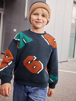 Niño-Jerséis, chaquetas de punto, sudaderas-Sudadera de cuello redondo con motivos tamaño maxi para niño