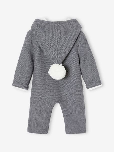 Mono de punto tricot con forro para bebé recién nacido gris jaspeado 