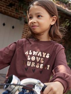 Niña-Camiseta evasé con mensaje brillante y efecto metalizado para niña