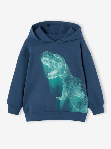 Sudadera con capucha y dinosaurio efecto neón, para niño azul oscuro 
