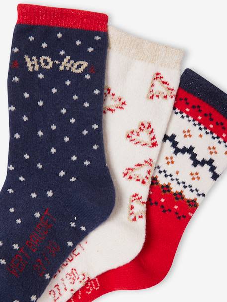 Pack de Navidad «Santa Socks» con 3 pares de calcetines para niña rojo 