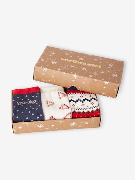 Pack de Navidad «Santa Socks» con 3 pares de calcetines para niña rojo 