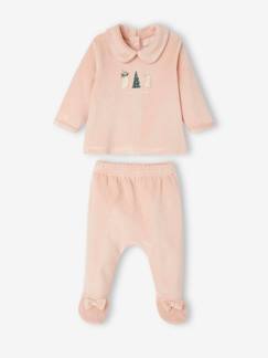 Pijama navideño 2 prendas de terciopelo para bebé