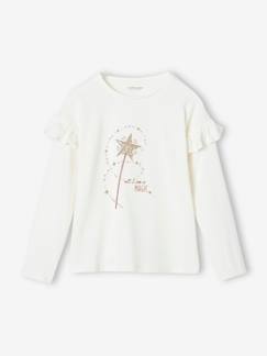 Camiseta con volantes y varita mágica brillante para niña