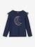 Camiseta de Navidad con motivo de luna irisada y volantes brillantes para niña azul marino 