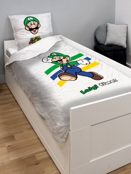 Conjunto infantil: funda nórdica + funda de almohada Super Mario® y Luigi blanco 
