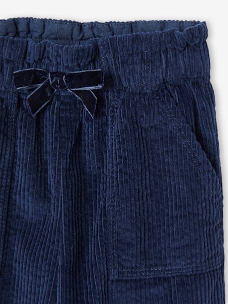 Pantalón «paperbag» de pana para niña azul oscuro+mostaza+rosa palo 