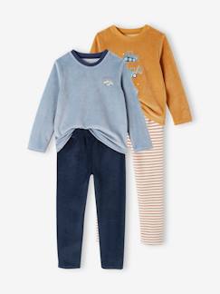 Pijamas y bodies bebé-Niño-Pijamas -Pack de 2 pijamas de terciopelo «Excavadora» para niño