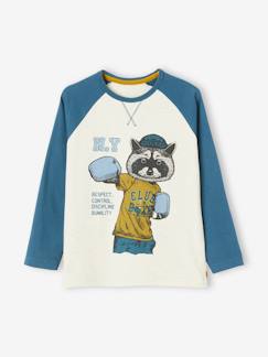 camisetas-Camiseta deportiva con Ratón Boxeador y mangas raglán, niño