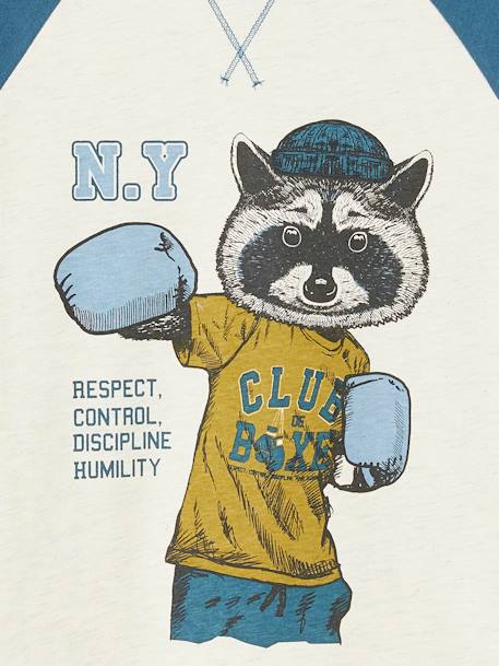 Camiseta deportiva con Ratón Boxeador y mangas raglán, niño BEIGE CLARO JASPEADO 