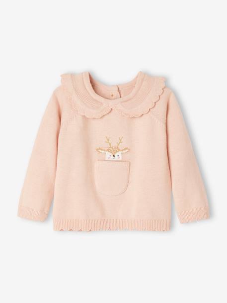 Conjunto de Navidad para bebé: 2 prendas de punto tricot rosa maquillaje 