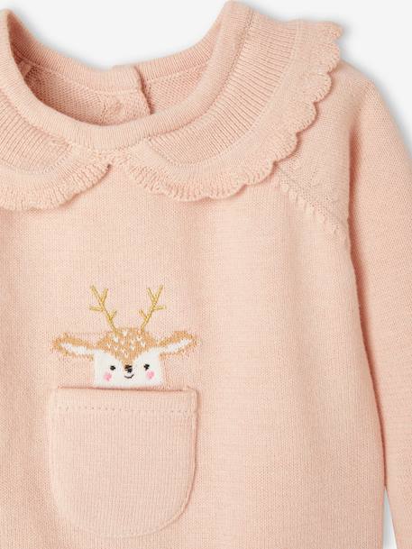 Conjunto de Navidad para bebé: 2 prendas de punto tricot rosa maquillaje 