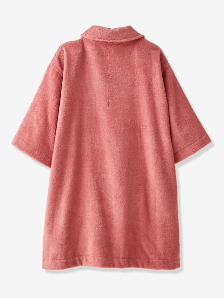 Albornoz estilo camisa infantil personalizable rosa palo+verde pino 
