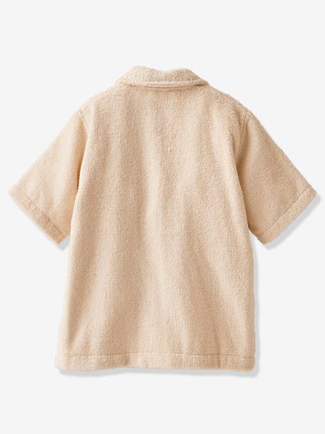 Albornoz estilo blusa personalizable de algodón reciclado para bebé arcilla+azul chambray+beige 