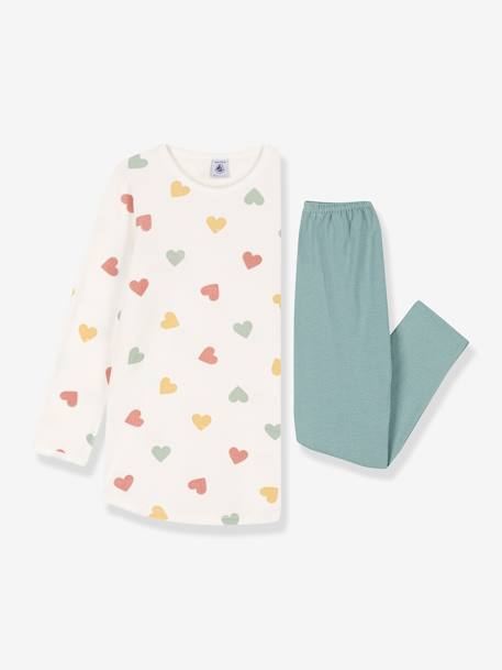 Pijama para niña: camiseta de terciopelo «Corazones» + leggings  - PETIT BATEAU blanco estampado 