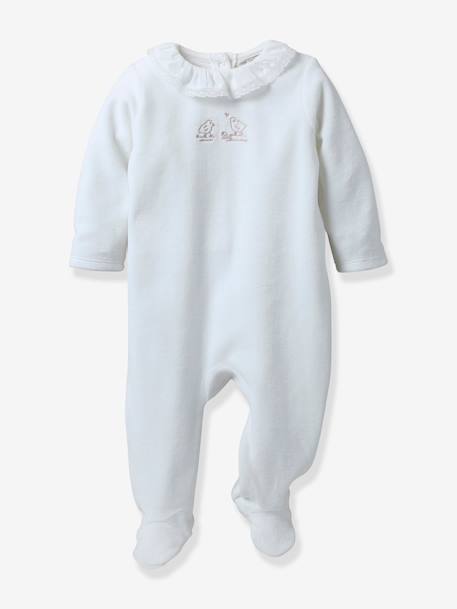 Pijamas y bodies bebé-Bebé-Pelele de terciopelo con bordado para bebé - Cyrillus