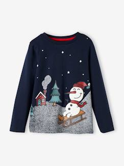 Niño-Camiseta de Navidad con motivo de hombre de nieve para niño