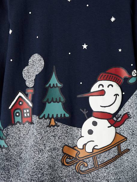 Camiseta de Navidad con motivo de hombre de nieve para niño azul marino 