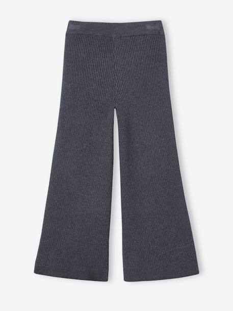 Pantalón ancho de punto tricot muy suave para niña gris oscuro 